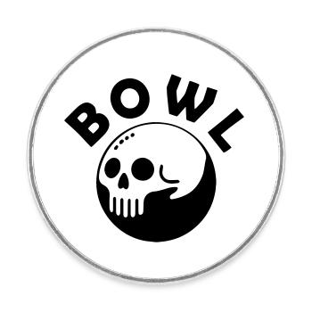 Boule de bowling crâne - Bol Design - Magnet rond - blanc - Devant