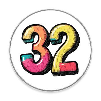 32 Number Colorful - Round  fridge magnet - white - Front