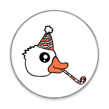 Canard Fête Serviette Chapeau Anniversaire Célébrer le Nouvel An - Magnet rond - blanc - Devant