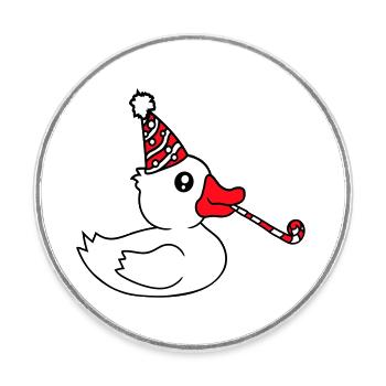 Canard Fête Serviette Chapeau Anniversaire Célébrer le Nouvel An - Magnet rond - blanc - Devant