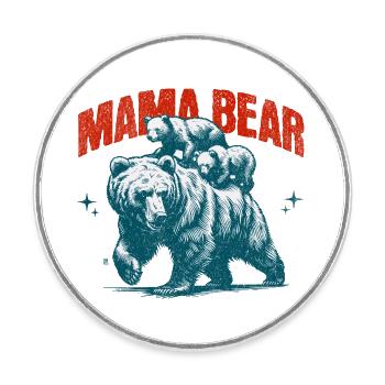 Mama Bär Bärenmama Mutterliebe Geschenk für Mami - Runder Kühlschrankmagnet - Weiß - Vorne