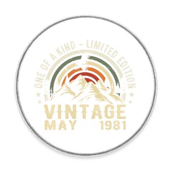Born in May 1981 Birthday May 1981 - Round  fridge magnet - white - Front