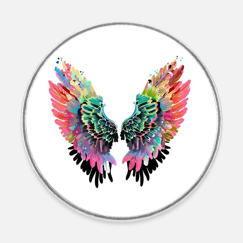 ailes d’ange,ailes d’anges,coloré,graffiti - Magnet rond - blanc
