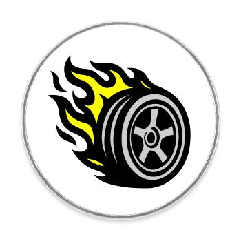 Tire Flame - Round  fridge magnet - white - Front