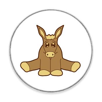 petit bébé mignon mignon assis âne cheval poney k - Magnet rond - blanc - Devant