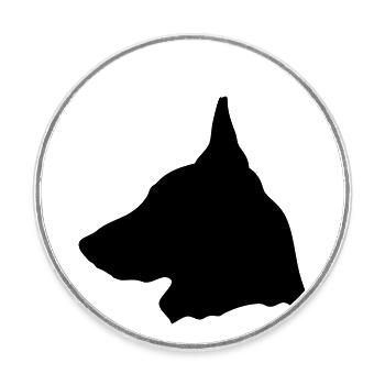 Berger Belge Malinois en profil (G) - Magnet rond - blanc - Devant
