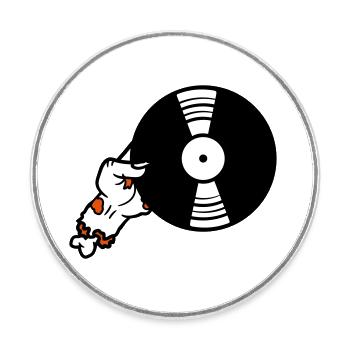 dj vinyl platte club musik auflegen disko party fe - Runder Kühlschrankmagnet - Weiß - Vorne
