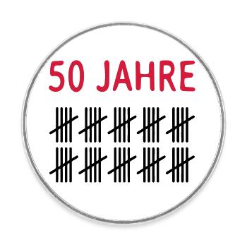 50 years - Round  fridge magnet - white - Front