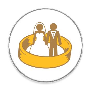 ehering married couple dress team around circle marry rin - Round  fridge magnet - white - Front