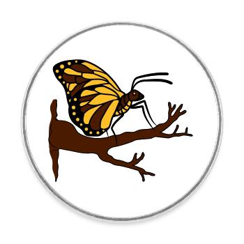 schmetterling auf ast baum wald insekt fluegel - Runder Kühlschrankmagnet - Weiß - Vorne