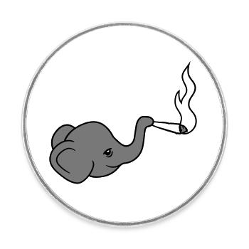 elephant head bekiff kiffen joint stoned weed ca - Round  fridge magnet - white - Front