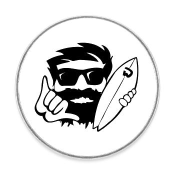 shaka CubeSurfer avec lunettes de soleil et barbe - Magnet rond - blanc - Devant