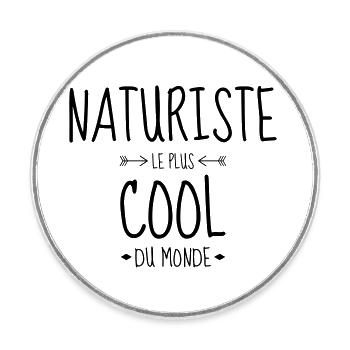 Naturisme / Naturiste / Nudisme / Nudiste - Magnet rond - blanc - Devant