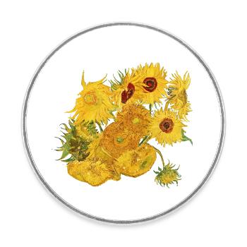 Vincent van Gogh Sonnenblumen Sunflowers Art Kunst - Runder Kühlschrankmagnet - Weiß - Vorne