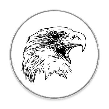 Tête d’aigle - Oiseau de prédant Royal Vector - Magnet rond - blanc - Devant