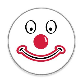 Clownsgesicht mit roter Nase. Clownsgesicht - Runder Kühlschrankmagnet - Weiß - Vorne