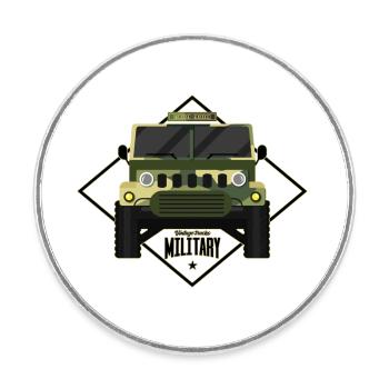 ENCIENNE MILITARY CAR - MILITÄRISCHE TARNUNG - Runder Kühlschrankmagnet - Weiß - Vorne