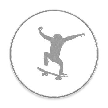 Monkey Skateboard - Runder Kühlschrankmagnet - Weiß - Vorne