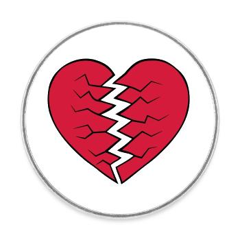 Heart broken design - Round  fridge magnet - white - Front