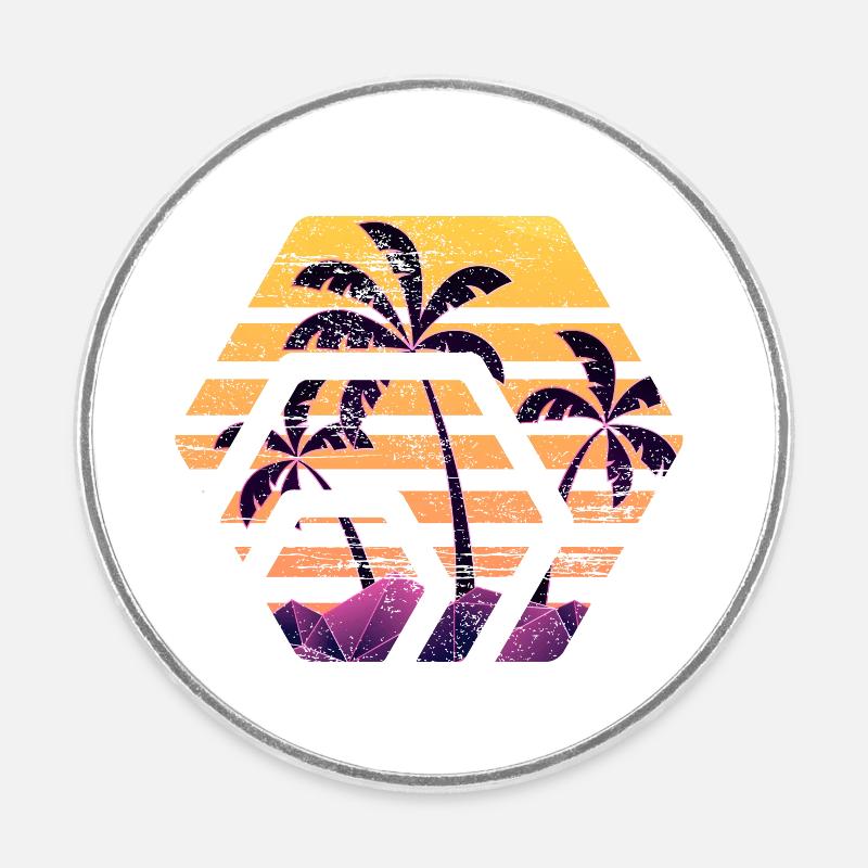 Hex token sunset, hex palm beach sunset - Round  fridge magnet - white