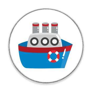 Ship - Round  fridge magnet - white - Front