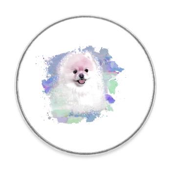 pomerian,zwergspitz,pointu,chien,graffiti,peinture - Magnet rond - blanc - Devant