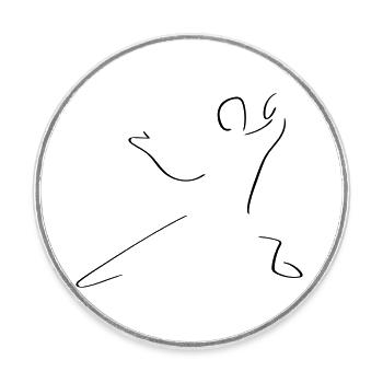 Taiji Line Art – Minimalistisch - Runder Kühlschrankmagnet - Weiß - Vorne