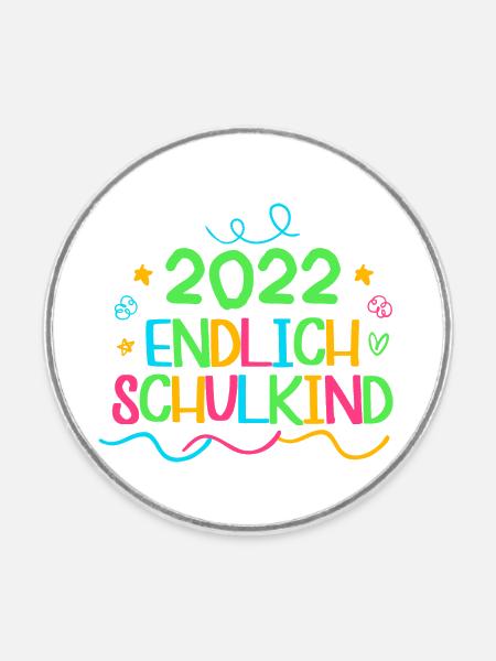 2022 endlich schulkind, Einschulung Erstklässler - Runder Kühlschrankmagnet - Weiß