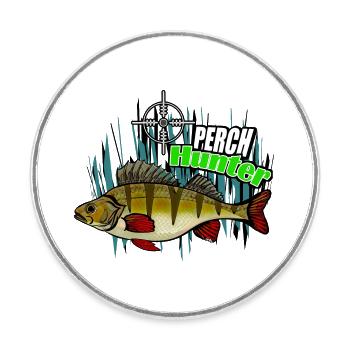 Chasseur de perches - Magnet rond - blanc - Devant