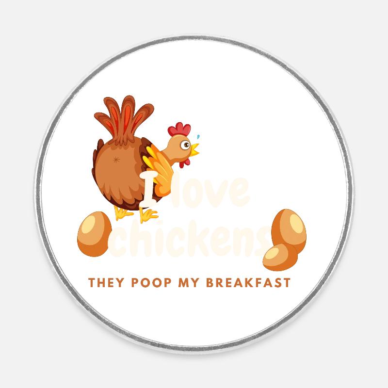 J’ADORE LES POULETS Élevage de poulets Éleveur de poulets Disant - Magnet rond - blanc