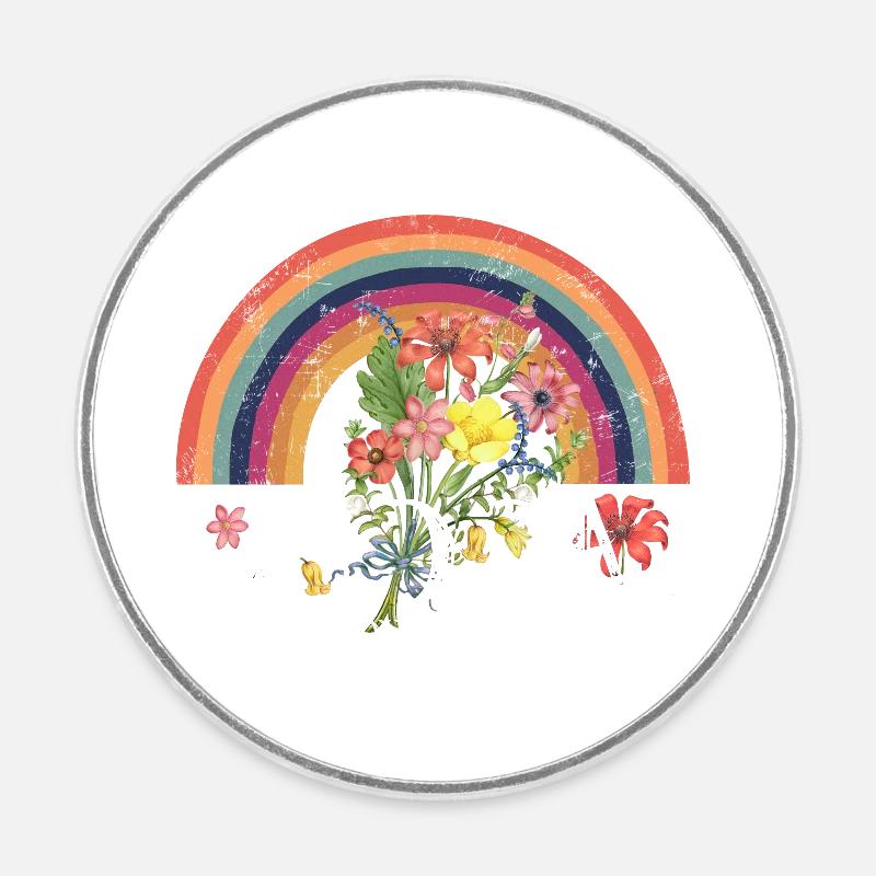 fleurir là où vous êtes planté Rainbow Blooms - Magnet rond - blanc