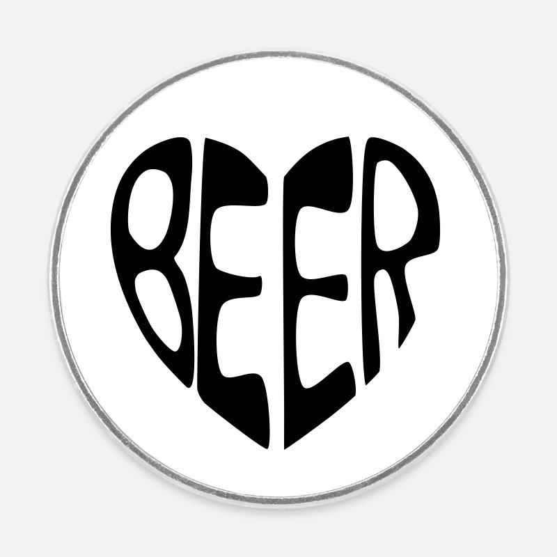 Cœur de bière - Magnet rond - blanc