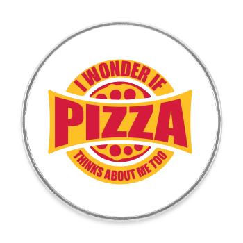 pizza thinks about me - Round  fridge magnet - white - Front
