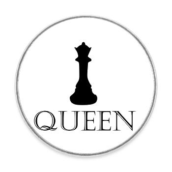 Queen - lettrage avec image - Magnet rond - blanc - Devant