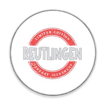 Reutlingen Germany City Skyline Home Love - Round  fridge magnet - white - Front