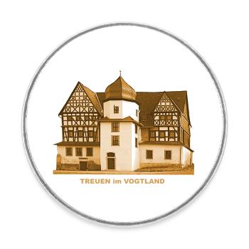 Treuen Schloss Vogtland Sachsen - Runder Kühlschrankmagnet - Weiß - Vorne
