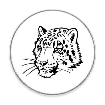 Snow leopard in comic handle - Round  fridge magnet - white - Front