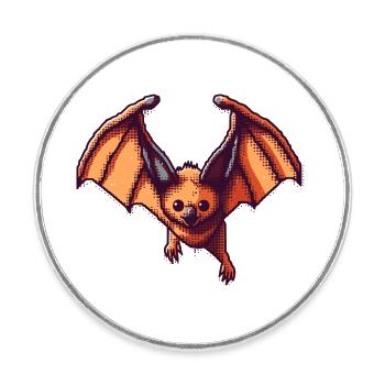 Flying fox as retro and vintage pixel art - Round  fridge magnet - white - Front