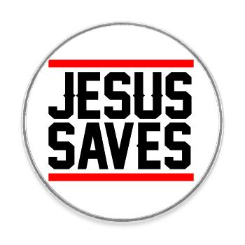 Jésus sauve - Magnet rond - blanc - Devant