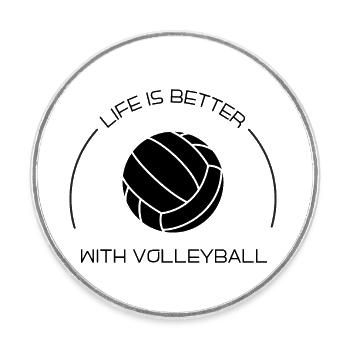 Life is better with Volleyball - Runder Kühlschrankmagnet - Weiß - Vorne