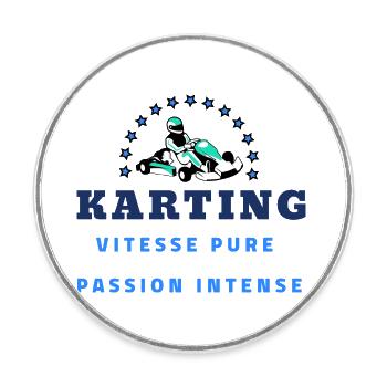 Karting Vitesse Pure Passion Intense Kart Course - Magnet rond - blanc - Devant
