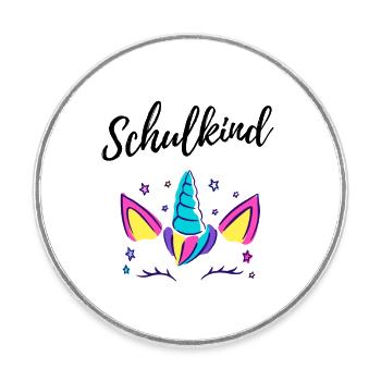 Einhorn Sterne für Schulkind zur Einschulung - Runder Kühlschrankmagnet - Weiß - Vorne