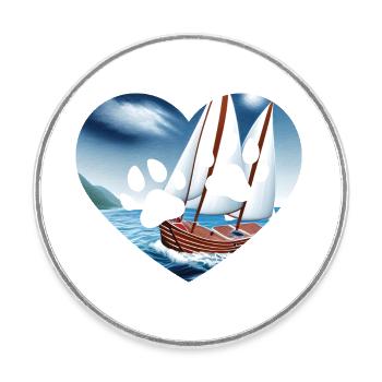 Voile, Voile, Chien, Marin, Voilier, Chiens - Magnet rond - blanc - Devant