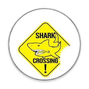Shark Crossing Warning Signs - Round  fridge magnet - white - Front