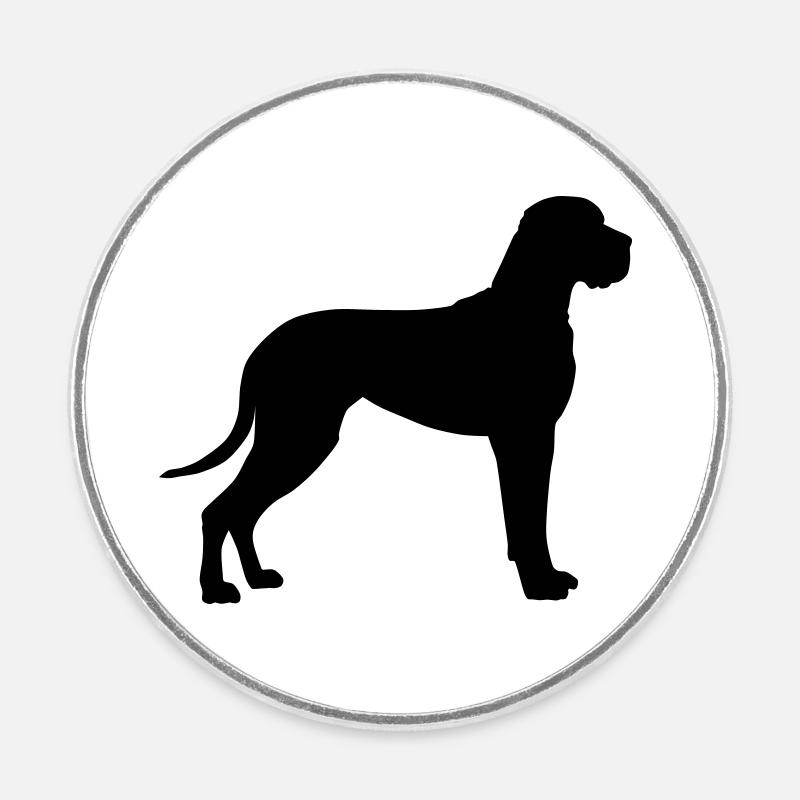 Silhouette du Dogue allemand 1 - Magnet rond - blanc