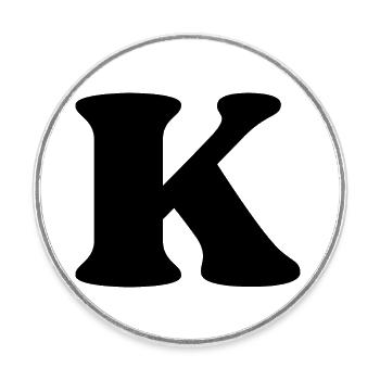 Letter k - Round  fridge magnet - white - Front
