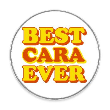 Cara Prénom Drôle de cadeau - Magnet rond - blanc - Devant