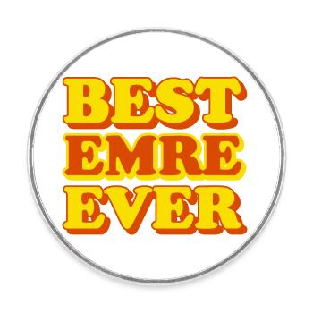 Emre First Name Funny Gift - Round  fridge magnet - white - Front