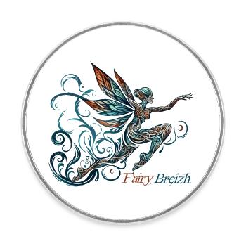 The Fairy Who Spins by FairyBreizh - Round  fridge magnet - white - Front