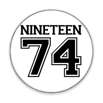 1974 - Round  fridge magnet - white - Front